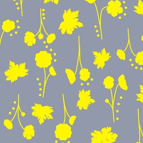 Buttercups on grey
