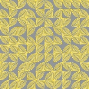 Geometric Abstract Yellow Gray Leaves 