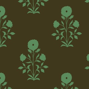 Modern Trad Floral | Lg Spring Green on Darkest Olive