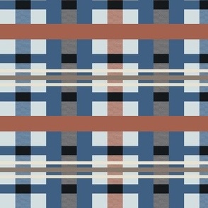Earthy Muted Blue and Brown Plaid