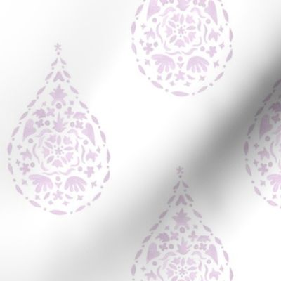 Lilac ON White TEARDROP PAISLEY copy