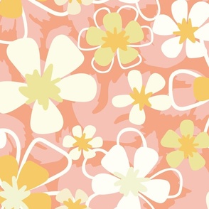 Buttercup Floral in Gold and Pink -  Large
