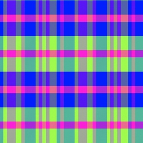 Iagan Plaid Pattern - Green, Blue, Pink - Neon Tartan Collection