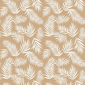 Palm Fronds_ White on Tan