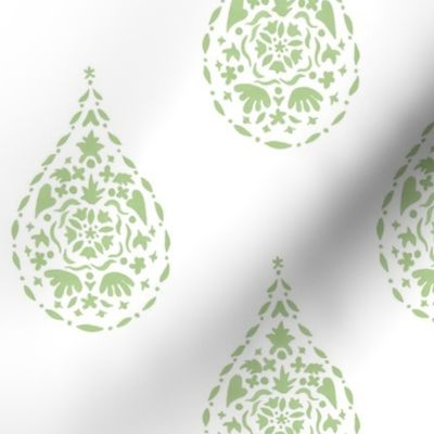 spring green ON White TEARDROP PAISLEY copy