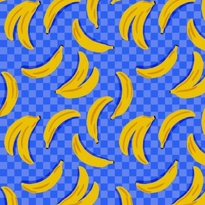 checkerboard bananas -  electric blue
