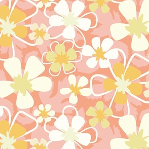Buttercup Floral in Gold and Pink - Medium