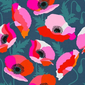 (M) Wild floral Poppies Bold and colourful 2. Aegean Blue #wildflowers #poppies