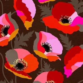 (L) Wild Floral Poppies Bold and colourful 3. Brown #wildflowers #boldandvibrantfloral #wildfloral #poppies