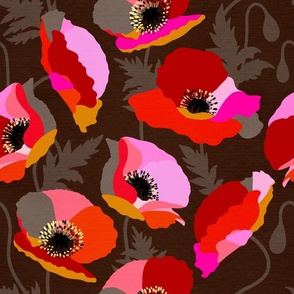 (M) Wild Floral Poppies Bold and colourful 3. Brown #wildflowers #boldandvibrantfloral #wildfloral #poppies