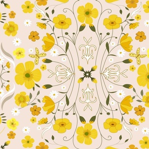 buttercup floral pattern on cream background