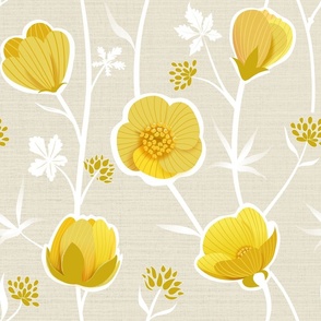 Buttercup vanilla-18 inch scale fabric_24 inch wall