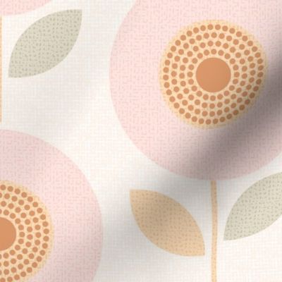 anemone blush pink cream copper vintage retro 1960s 1970s floral 12 wallpaper scale by Pippa Shaw