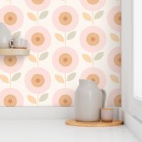 anemone blush pink cream copper vintage retro 1960s 1970s floral 12 wallpaper scale by Pippa Shaw