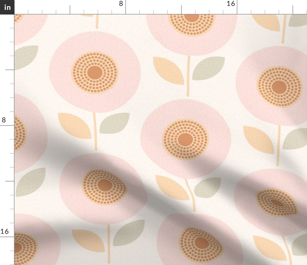 anemone blush pink cream copper vintage retro 1960s 1970s floral 12 wallpaper scale by Pippa Shaw