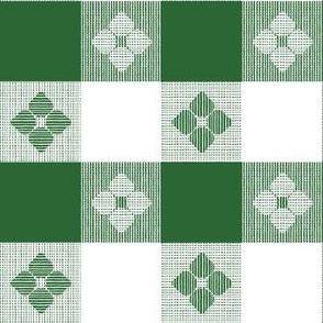 Italian Restaurant Checkered Tablecloth in Scallion Green + Red
