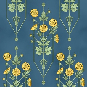 Art Deco Mums Flower Pattern by Stanley Artgerm · Creative Fabrica