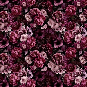 Floral Baroque Opulence Burgundy Red Pink Purple Extra Small