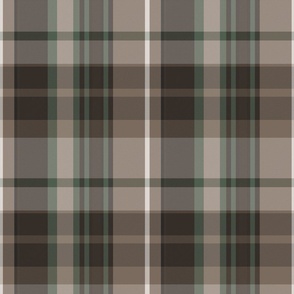 Conall Plaid Pattern - Brown, Tan, Green, and White - Dark Academia Tartan Collection