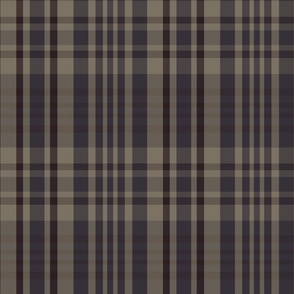 Sorcha Plaid Pattern - Taupe, Blue, and Dark Grey - Dark Academia Tartan Collection