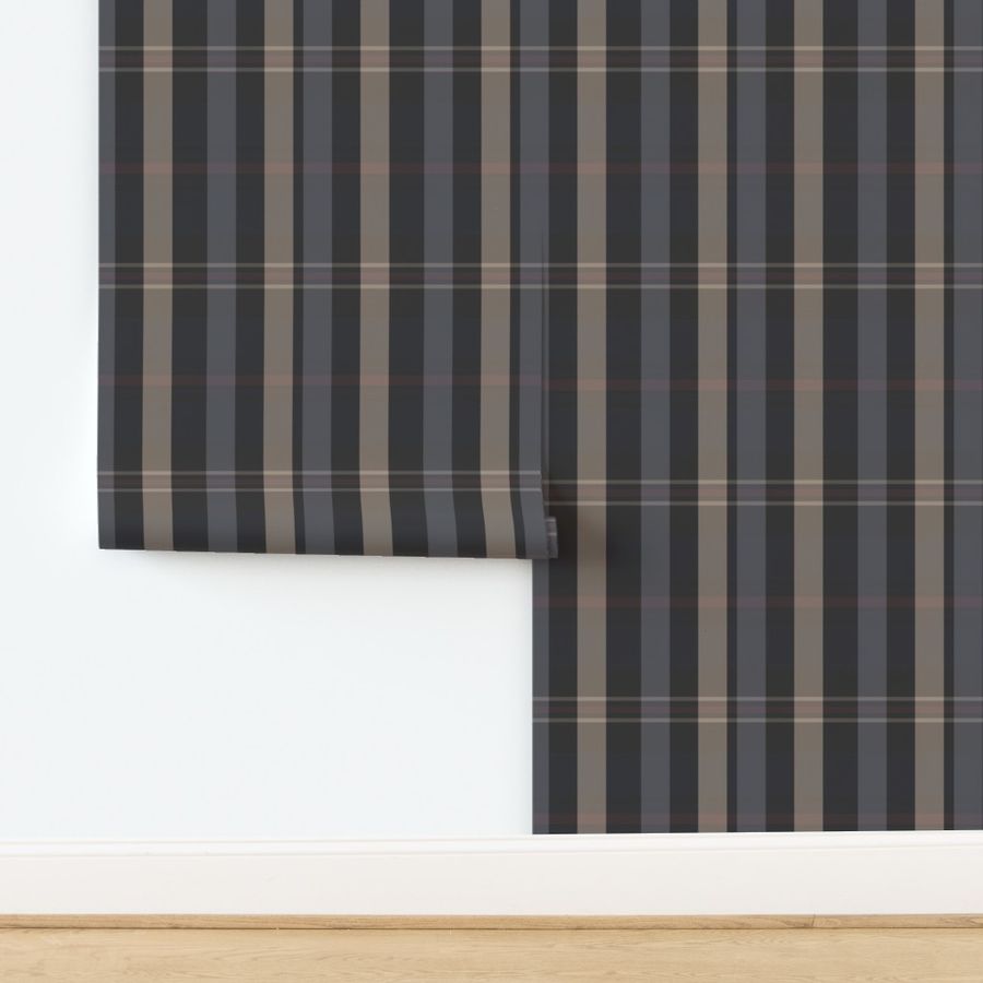 Artair Plaid Pattern - Blue, Grey, Cranberry, Beige - Dark Academia Tartan Collection