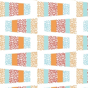 Abstract Geometric Shapes in Aqua and Orange on White Background