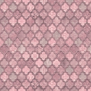 Moroccan Tiles Vintage Oriental Luxury Design In Blush Pink And Rose Gold Smaller Scale