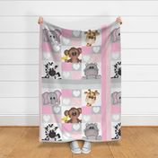 Safari Animals Quilt Baby Girl Pink Gray Crib Bedding 