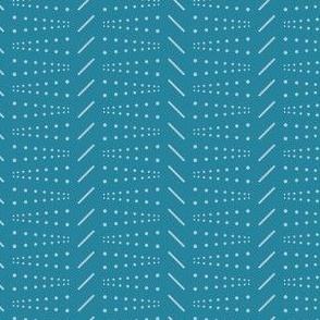 Geometric dots and lines - Cerulean cyan, gray - Small