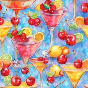 Watercolor Cocktail Cocktails Drinks with Fruits