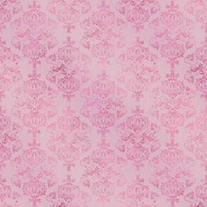 Elegant Vintage Victorian  Chintz Damask Pattern In Pastel Pink Smaller Scale