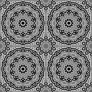 Mandala Black Gray Grey Geometric Boho Bohemian