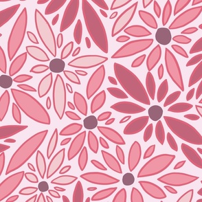 Floral Triangles coral pink wallpaper scale
