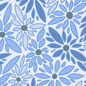 Floral Triangles  periwinkle blue wallpaper scale