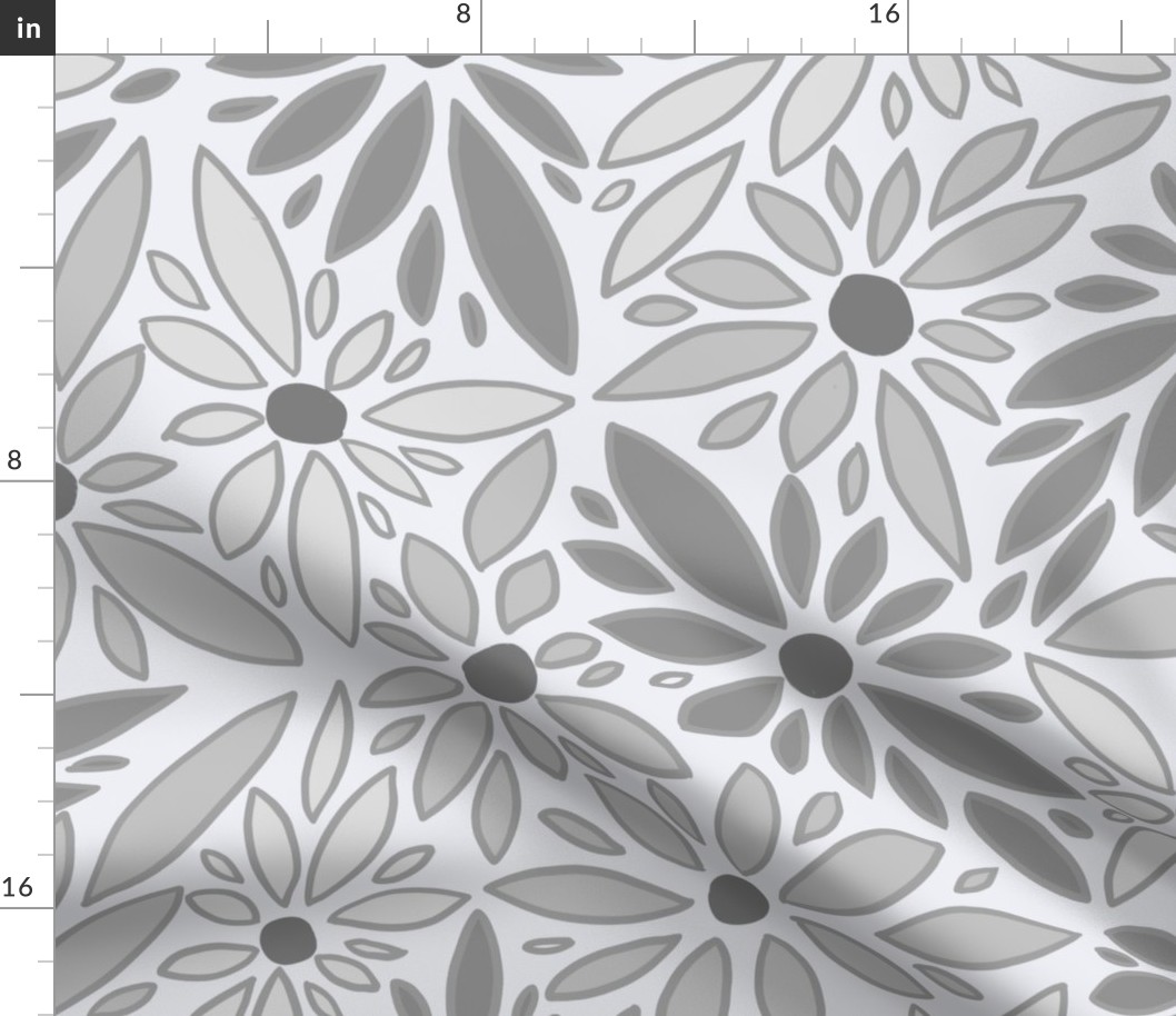 floral triangles soft ash gray wallpaper scale