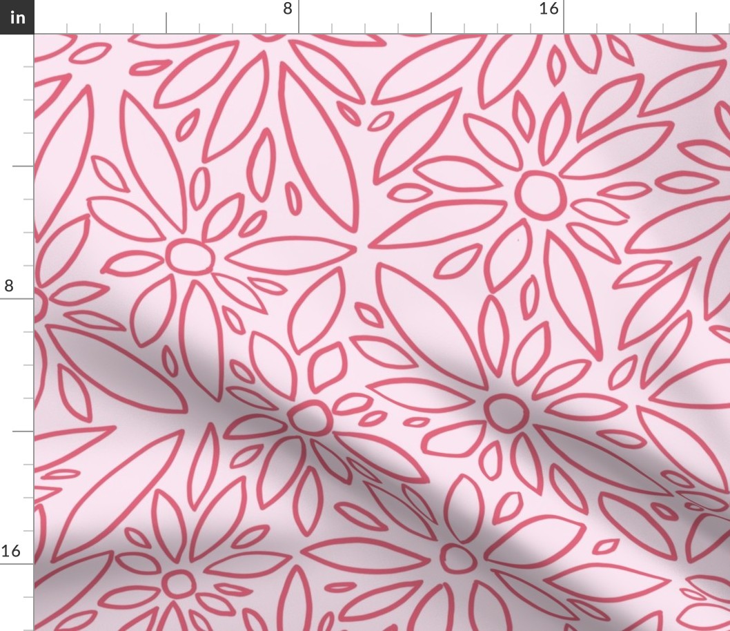 line art floral coral wallpaper scale