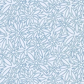 line art floral periwinkle blue small scale