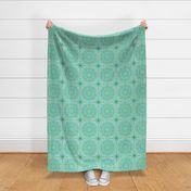 Mandala Blue Green Cream Geometric Boho Bohemian  