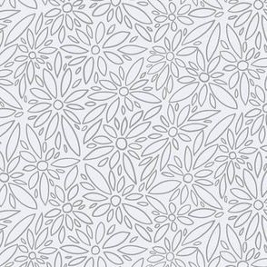 line art floral soft ash gray small scale