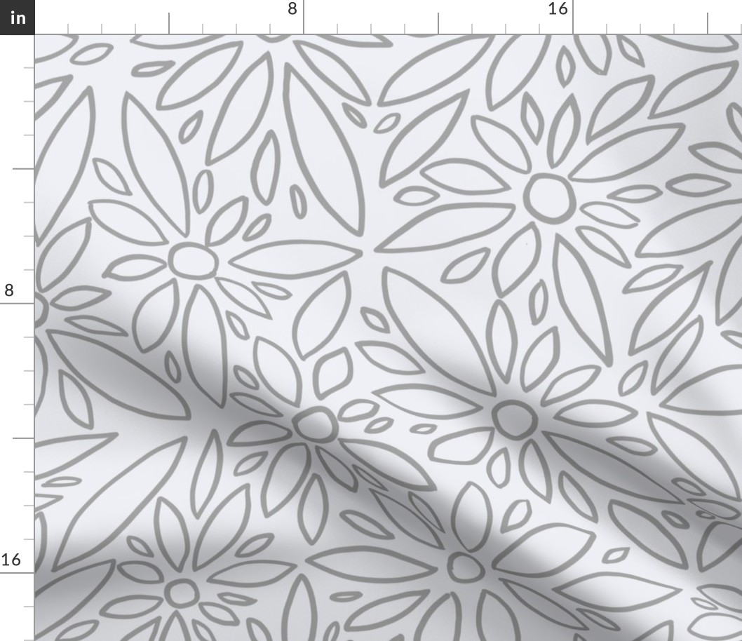 line art floral soft ash gray wallpaper scale