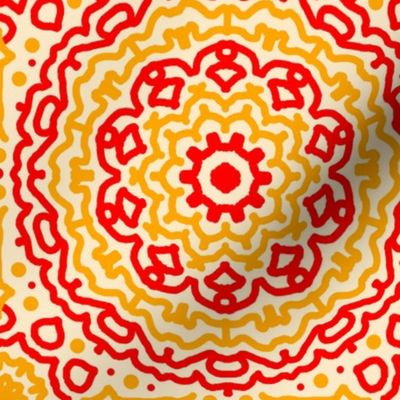 Mandala Orange Red Geometric Boho Bohemian 