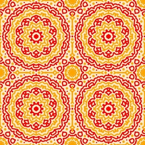 Mandala Orange Red Geometric Boho Bohemian 