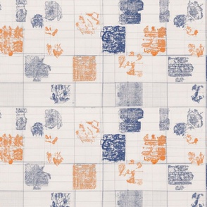 Nondirectional Wallpaper Indigo and Orange