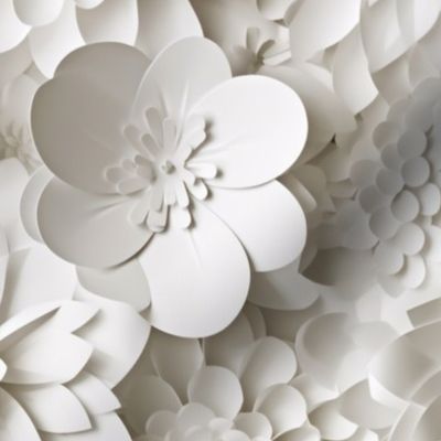 White on White Paper Floral Cutouts Layered 3-d Style