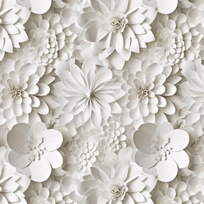 White on White Paper Floral Cutouts Layered 3-d Style