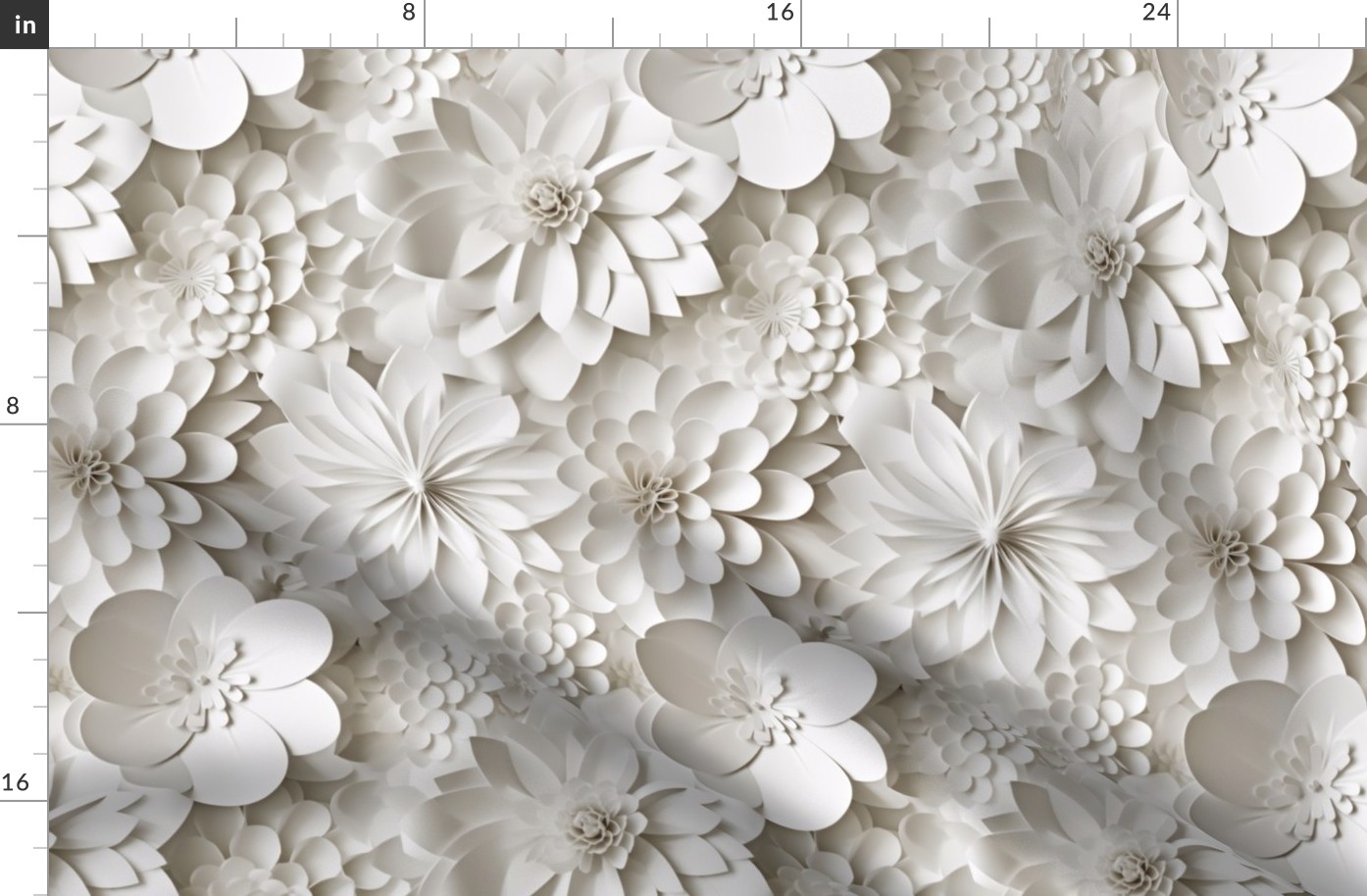 White on White Paper Floral Cutouts Layered 3-d Style