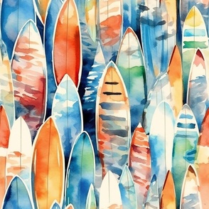 Watercolor Surfboard Surfboards in Neutral Pastels