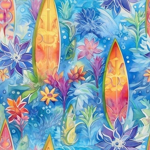 Watercolor Surfboard Surfboards  with Ornate Designs