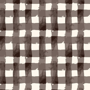 Painted Watercolor Gingham - Checks - Black and white