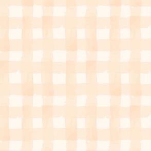 Painted Watercolor Gingham - Checks - Apricot blush and white